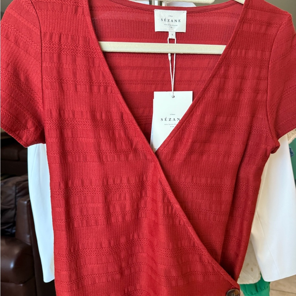 Sezane Scarlet Wrap Blouse